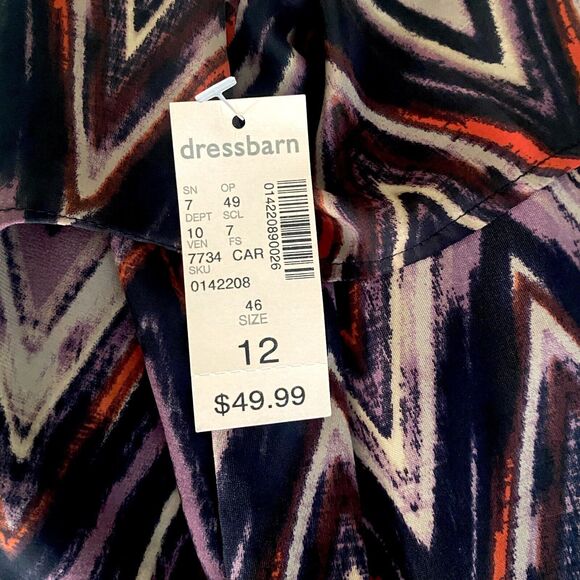 Womens Dressbarn Brown Flare Skirt Chevron Sleeveless Dress Knee Length Size 12 - Picture 4 of 9